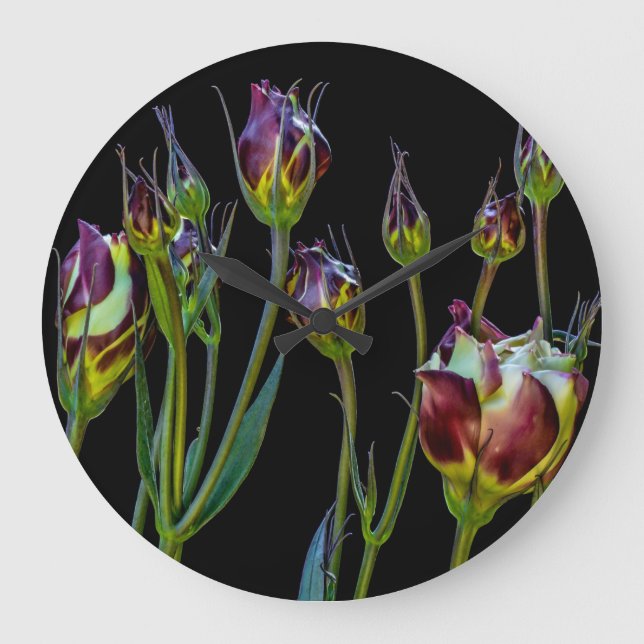Ätherische Lila Tulips große Uhr (Vorderseite)