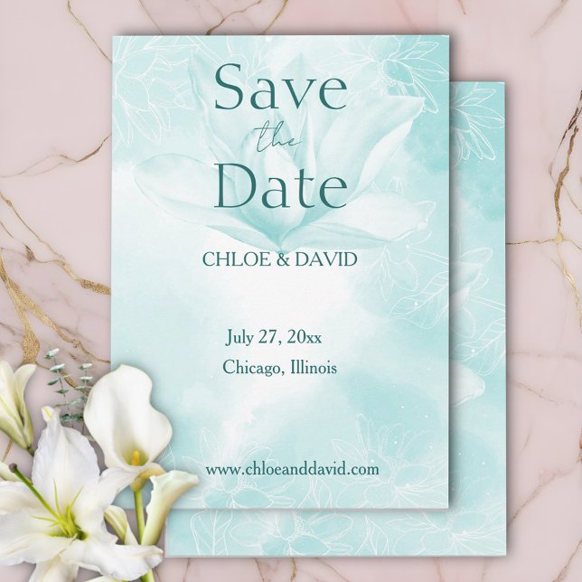 Ätherische Magnolia-Blume, flache Save the Date Ka (Von Creator hochgeladen)