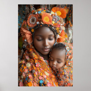 Ätherische Mutter Kind lebhaft Traditionelle Kleid Poster