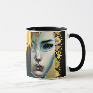 Ätherische mystische Fantasy-Kunst Schwarz und Gol Tasse