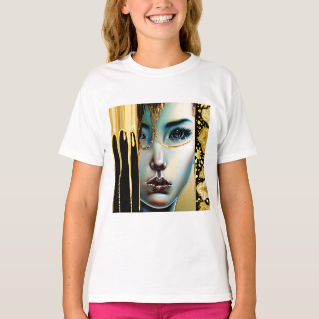 Ätherische Mystische Göttin in Gold T-Shirt (Vorderseite)