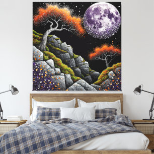 Ätherische Nachtszene mit Mond, Bäumen Leinwanddruck
