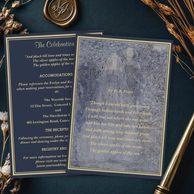 Ätherische Navy- und Gold Vintage-Himmelsdetails Begleitkarte (Von Creator hochgeladen)