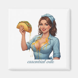 Ätherische Öle Lustige Taco-Illustration Weiblic Magnet
