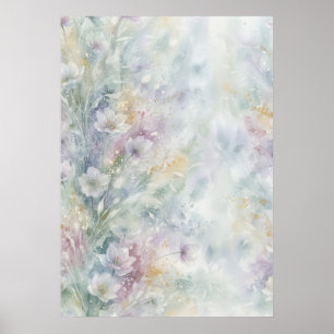 Ätherische Pastell-Wildblumen-Aquarell-Gartenkunst Poster
