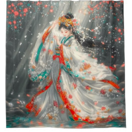 Ätherische Prinzessin in einem Fantasy-Garten Duschvorhang