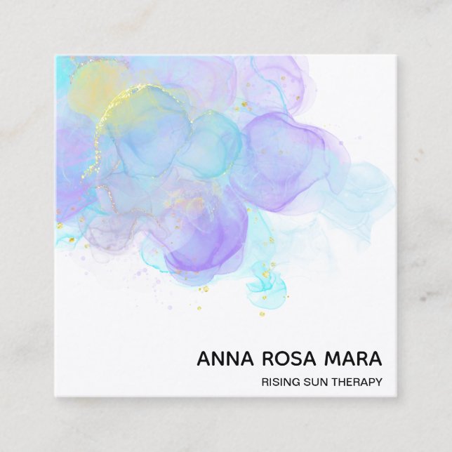 ** Ätherische QR ABSTRAKTES AP46-Gold-Glitzer-Logo Quadratische Visitenkarte (Vorderseite)