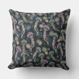 Ätherische Quallen und Anemone in Aquamarin und ro Kissen