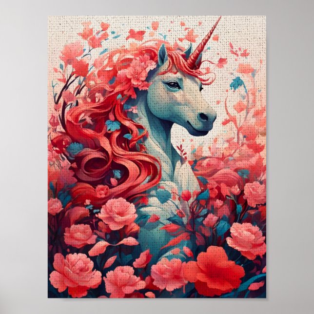 Ätherische rosa Einhorn-Traumlandschaft-Fantasy-Ku Poster (Vorne)