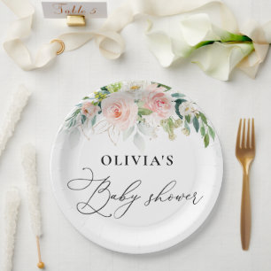Ätherische Rosa Rosen Babydusche Papierplatte Pappteller