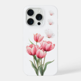 Ätherische rosa Tulpen und Schmetterlinge Floral iPhone 15 Pro Hülle
