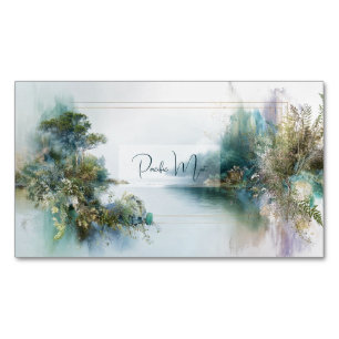 Ätherische Seenlandschaft Botanischer Goldrahmen Magnetische Visitenkarte