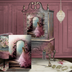 Ätherische Treppen Elegante Frauenporträt Kunst Seidenpapier
