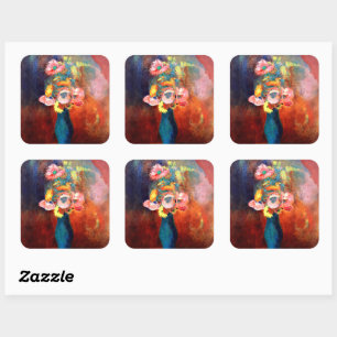 Ätherische Vase der Blume Quadratischer Aufkleber