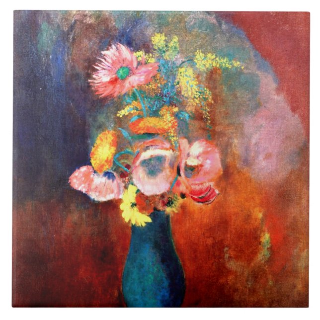 Ätherische Vase von Blume, Gemälde von Odilon Redo Fliese (Vorderseite)