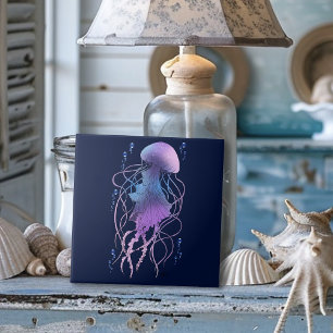 Ätherische violettblaue Qualle Fliese