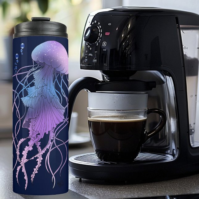 Ätherische violettblaue Qualle Thermosbecher (Von Creator hochgeladen)