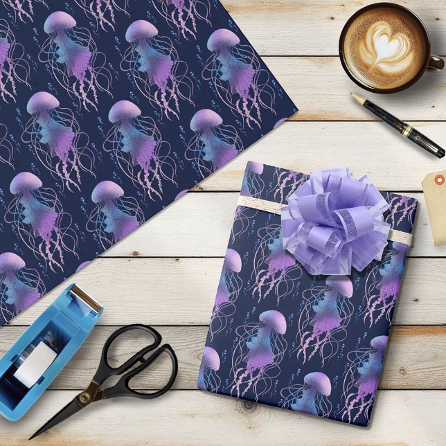 Ätherische violette Blaue Qualle Geschenkpapier (Von Creator hochgeladen)
