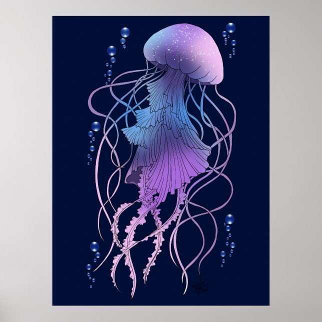 Ätherische violette Blaue Qualle Poster (Vorne)