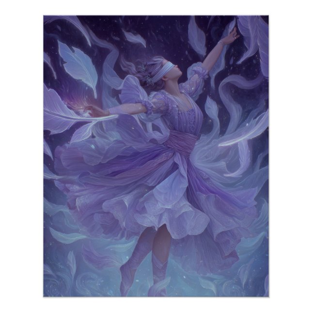 Ätherische Violette Tänzerin in Traum-Bewegung Poster (Vorderseite)