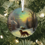 Ätherische Winterszene mit Hund Kinkade Inspiriert Ornament Aus Glas<br><div class="desc">Die von Thomas Kinkade inspirierte Winterszene strahlt und reflektiert Ihre Lichter und ergänzt Ihren Weihnachtsbaum und die Erholung Ihrer Zuhause. Schöne Farben. Außerdem helfen uns alle Tierprodukte, die im Paws Charming-Laden verkauft werden, eine Spende an tierische Wohltätigkeitsorganisationen zu machen, damit Sie wissen, dass es Ihnen beim Einkauf gut geht. Vielen...</div>