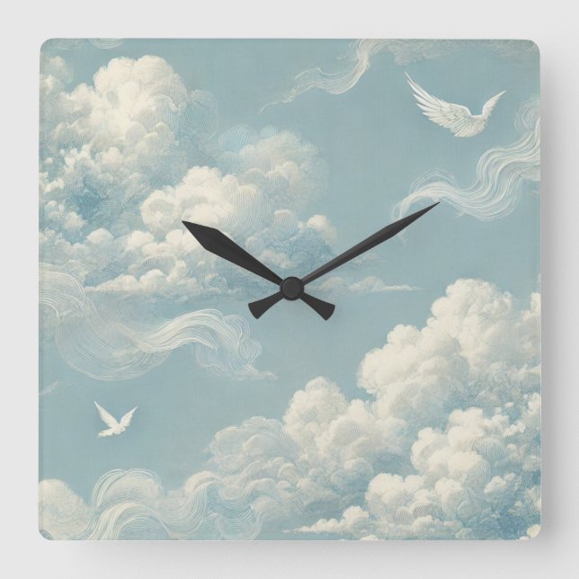 Ätherische Wolken Quadratische Wanduhr (Vorderseite)