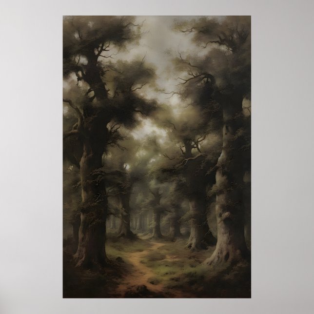 Ätherischer, alter Wald Kunst Druck, Düster Poster (Vorne)