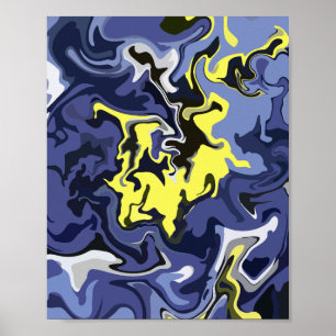 Ätherischer Fluss von Gelb und Blau Poster