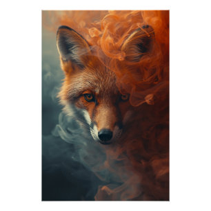 Ätherischer Fuchs in Rauch und Nebel – Mystischer Poster