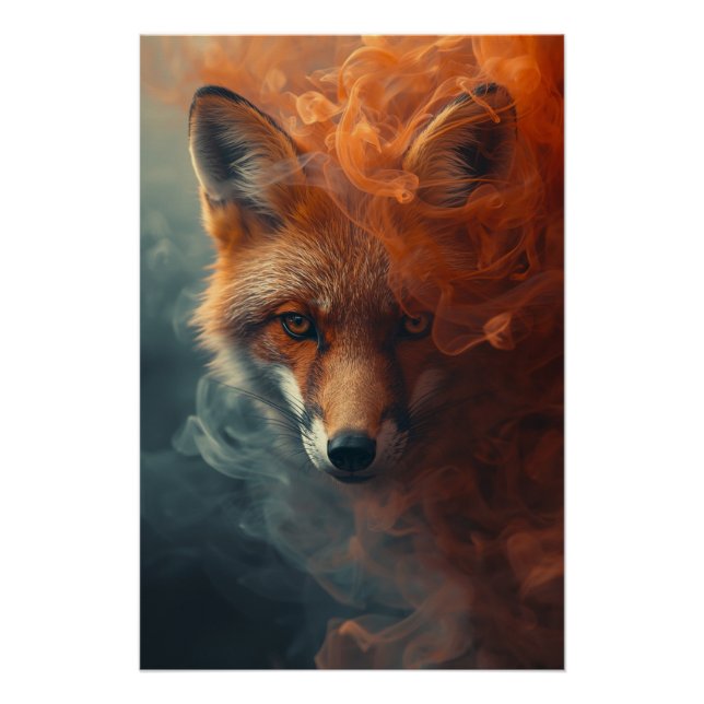 Ätherischer Fuchs in Rauch und Nebel – Mystischer  Poster (Vorderseite)