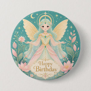 Ätherischer goldflügeliger Feenengel Button