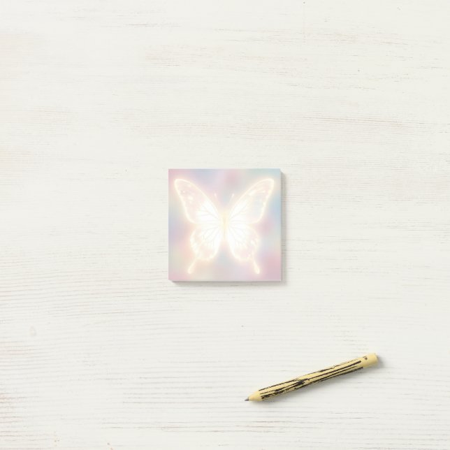 Ätherischer leuchtender Schmetterling Post-it Klebezettel (Auf Schreibtisch)