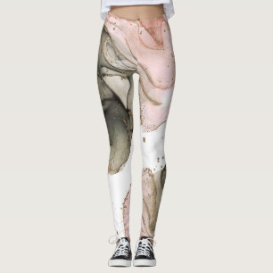Ätherischer, melancholischer, rosa-schwarzer Gold- Leggings