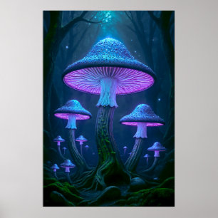 Ätherischer Mystischer Wald Biolumineszente Natur Poster
