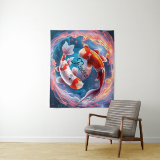 Ätherischer Orbit Fische Wandteppich