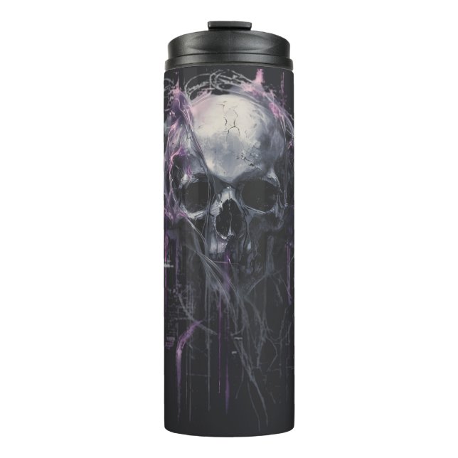 Ätherischer Schädel Abstrakte Grunge Dunkle Kunst Thermosbecher (Vorderseite)