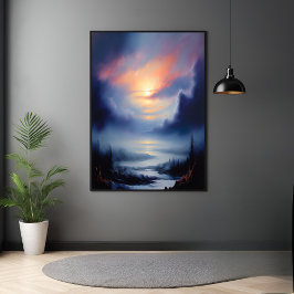 Ätherischer Sonnenaufgang über die malerische Berg Poster