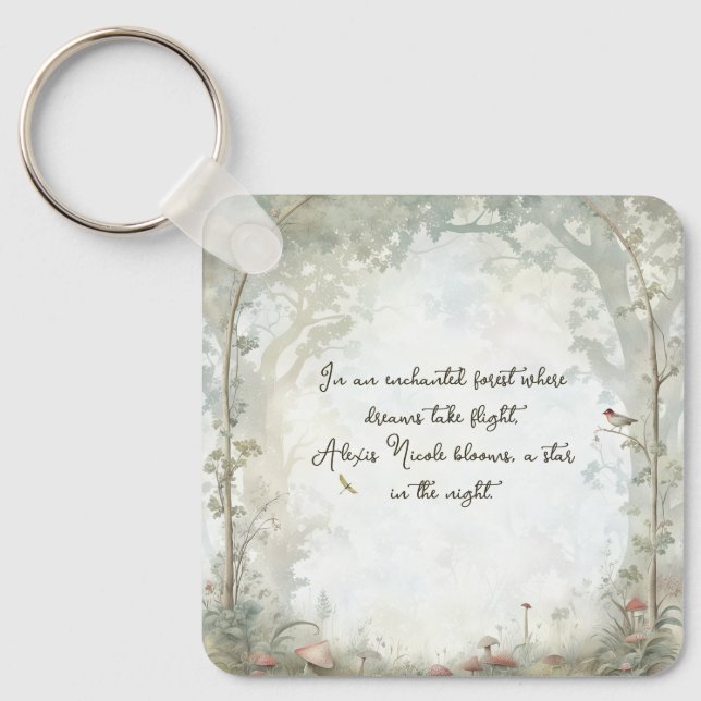 Ätherischer verzauberter Wald Schlüsselanhänger (Vorderseite)