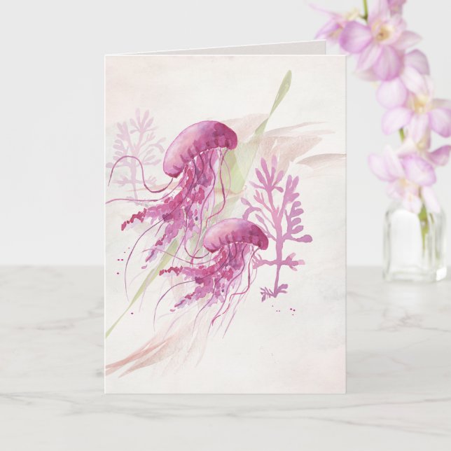 Ätherischer Wasserfarb-Quallen-Druck Karte (Orchidee)
