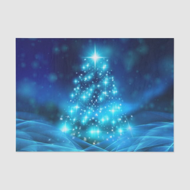 Ätherisches blaues Weihnachtsbaum-Tissue-Papier Seidenpapier (Vorderseite)