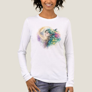 Ätherisches Blumenfrau-Kolibri-Wasserfarben-T-Shir Tri-Blend Shirt