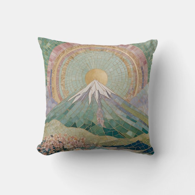 Ätherisches Blut: Pastellmosaikaner Vulkan im Früh Kissen (Vorderseite)