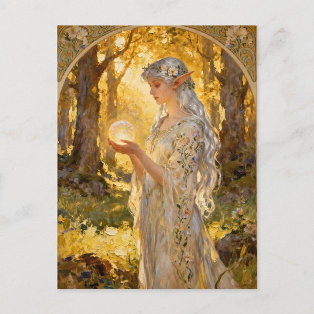 Ätherisches Elfenmädchen im Jugendstil Postkarte (Vorderseite)