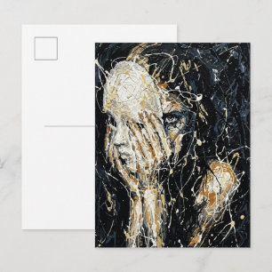 Ätherisches Geister-Gesicht Abstrakte tropfende Ku Postkarte