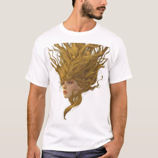 Ätherisches Goldenes Göttinnen-Portrait Grafik T-S T-Shirt