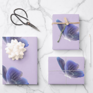 Ätherisches lila Schmetterlings-Ästhetik-Geschenkv Geschenkpapier Set