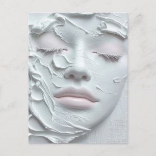 Ätherisches Mädchen Gesicht in sanfter weißer Text Postkarte