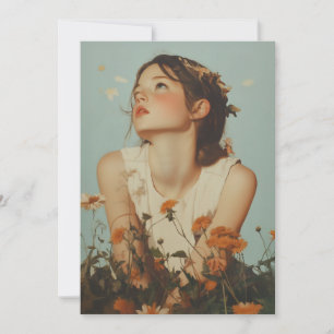 Ätherisches Mädchen in Wildblumen Einladung
