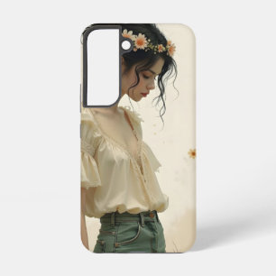 Ätherisches Mädchen mit Schmetterlingen in der Nat Samsung Galaxy Hülle