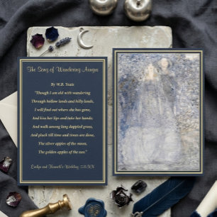 Ätherisches Navy Gold Vintage Art Nouveau Poesie Begleitkarte